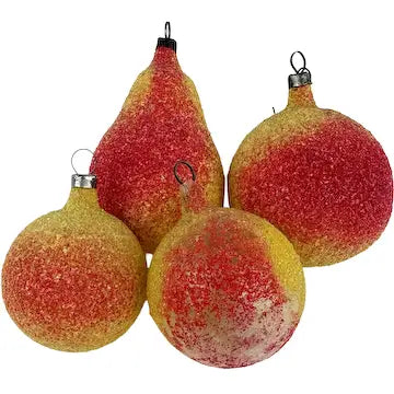 Vintage German Unsilvered Glass Fruit Ornaments