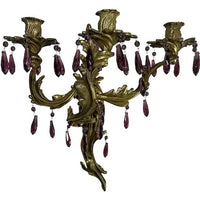 Vintage Glo-Mar Artworks Candelabra Sconce with Amethyst Glass Drops