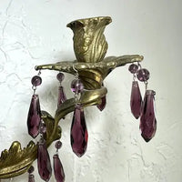 Vintage Glo-Mar Artworks Candelabra Sconce with Amethyst Glass Drops