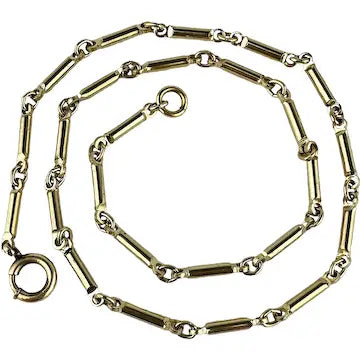 Vintage Gold Filled Bar Link Watch Chain Necklace