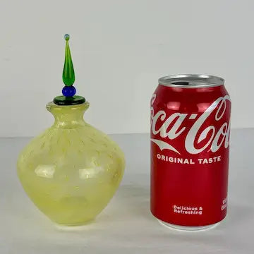 Vintage Hand Blown Art Glass Yellow Perfume Bottle