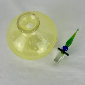 Vintage Hand Blown Art Glass Yellow Perfume Bottle