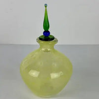 Vintage Hand Blown Art Glass Yellow Perfume Bottle