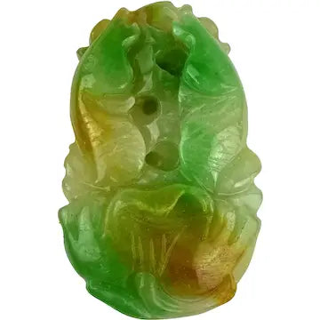 Vintage Hand Carved Jade Koi Fish Pendant