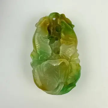 Vintage Hand Carved Jade Koi Fish Pendant