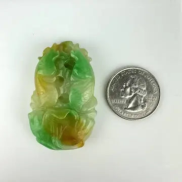 Vintage Hand Carved Jade Koi Fish Pendant