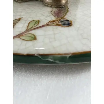 Vintage Handpainted Chinese Export Jar with Brass Base and Finial signed Hua Rong Tang Zhi
