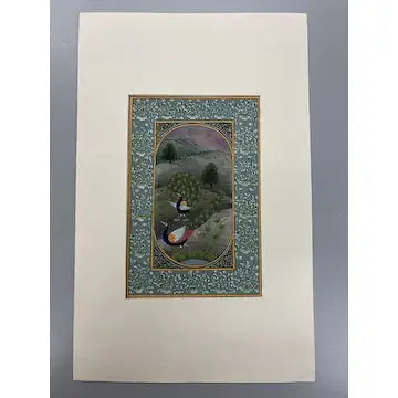 Vintage Indian Miniature Painting on Silk with Gold Work