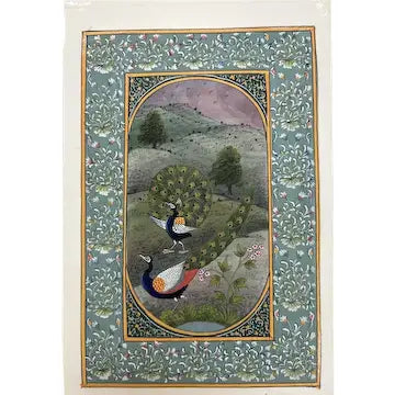 Vintage Indian Miniature Painting on Silk with Gold Work