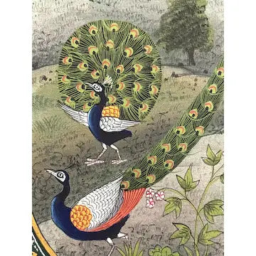 Vintage Indian Miniature Painting on Silk with Gold Work
