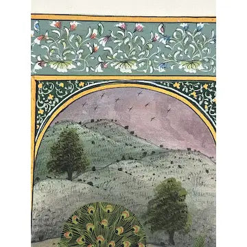 Vintage Indian Miniature Painting on Silk with Gold Work