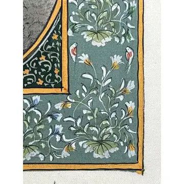 Vintage Indian Miniature Painting on Silk with Gold Work