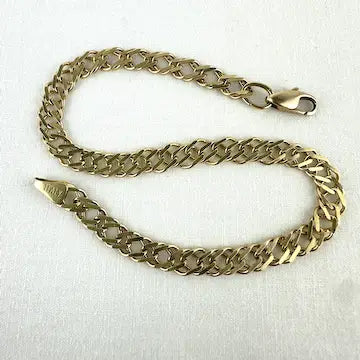 Vintage Italian 14k Solid Gold Flat Link Bracelet