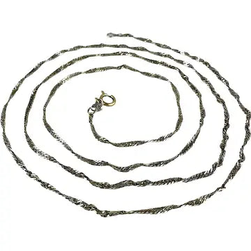 Vintage Italian 14k White Gold Twist Chain Necklace