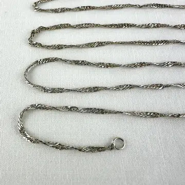 Vintage Italian 14k White Gold Twist Chain Necklace