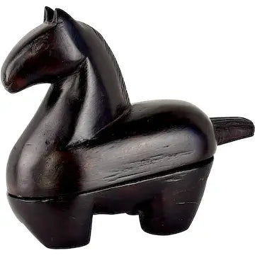 Vintage Japanese Carved Wood Horse Inkpot