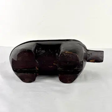 Vintage Japanese Carved Wood Horse Inkpot