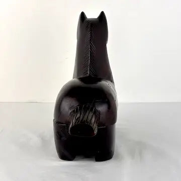 Vintage Japanese Carved Wood Horse Inkpot