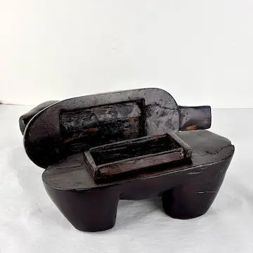 Vintage Japanese Carved Wood Horse Inkpot