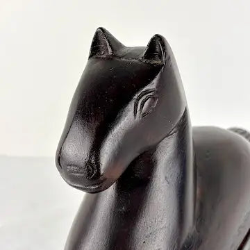 Vintage Japanese Carved Wood Horse Inkpot
