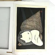 Vintage Japanese Woodcut Kaoru Kawano Girl in a Shell