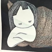Vintage Japanese Woodcut Kaoru Kawano Girl in a Shell