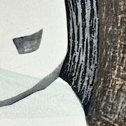 Vintage Japanese Woodcut Kaoru Kawano Girl in a Shell