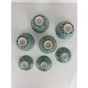 Vintage Jingdezhen Factory Famille Verte porcelain Teapot with Bowls
