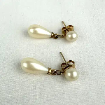 Vintage Majorca Pearl Drop Earrings with 14k Gold Posts