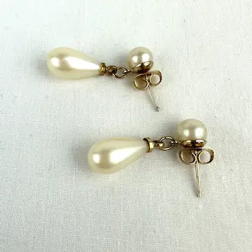 Vintage Majorca Pearl Drop Earrings with 14k Gold Posts