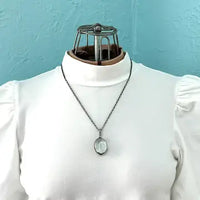 Vintage Mexican Sterling Silver Glass Locket Necklace