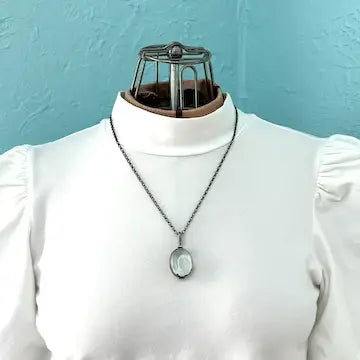Vintage Mexican Sterling Silver Glass Locket Necklace