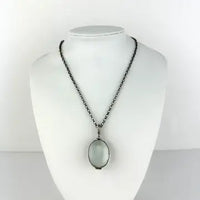 Vintage Mexican Sterling Silver Glass Locket Necklace