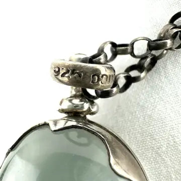 Vintage Mexican Sterling Silver Glass Locket Necklace