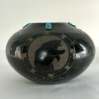 Vintage Native American Blackware Pottery by Norman Red Star Wi-Cahpe-Luza