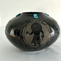 Vintage Native American Blackware Pottery by Norman Red Star Wi-Cahpe-Luza