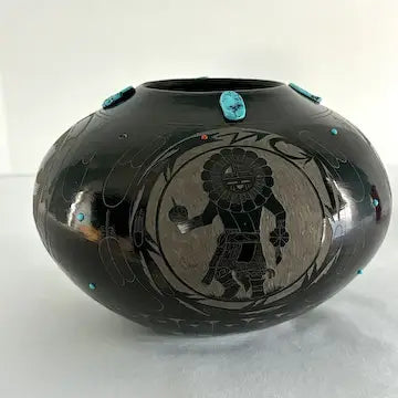 Vintage Native American Blackware Pottery by Norman Red Star Wi-Cahpe-Luza