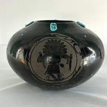 Vintage Native American Blackware Pottery by Norman Red Star Wi-Cahpe-Luza