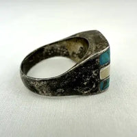 Vintage Native American Turquoise and Mother of Pearl Ring Size 9