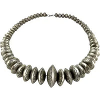 Vintage Navajo Silver Graduated Disc Necklace