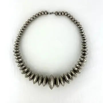 Vintage Navajo Silver Graduated Disc Necklace