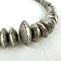 Vintage Navajo Silver Graduated Disc Necklace
