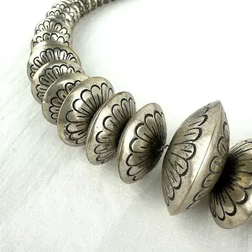 Vintage Navajo Silver Graduated Disc Necklace