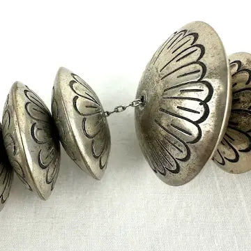 Vintage Navajo Silver Graduated Disc Necklace