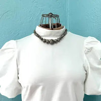 Vintage Navajo Silver Hogan Bead Necklace