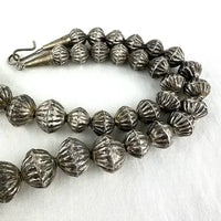 Vintage Navajo Silver Hogan Bead Necklace