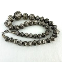 Vintage Navajo Silver Hogan Bead Necklace