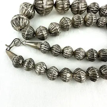 Vintage Navajo Silver Hogan Bead Necklace