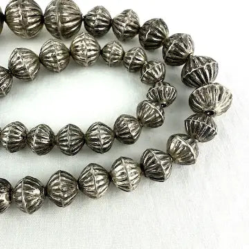 Vintage Navajo Silver Hogan Bead Necklace