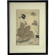 Vintage Offset Lithograph Print Hosoda Eishi